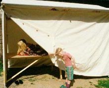 Market stall with front cover