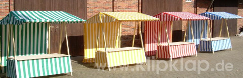 klipklap Marktstand 2m mit gestreifter Plane klipklap Marktstand 2m mit gestreifter Plane