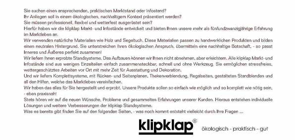 Die klipklap Broschre der kologischen Marktstnde & Infostnde